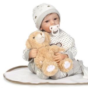 בובות משחק לילדים  NPK 21'' Reborn Doll Silicone Handmade Lifelike Baby Dolls Realistic Newborn Toy