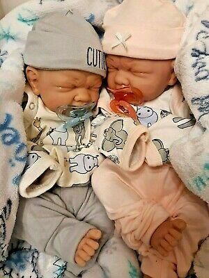 REBORN BOY AND GIRL TWINS . SOFT VINYL REALISTIC . 14 INCH , PACIFIERS