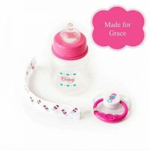 בובות משחק לילדים  אביזרים משלימים לבובות Magnetic Pink Baby Pacifier & Bottle Set for Grace - For Kinby & Reborn Dolls